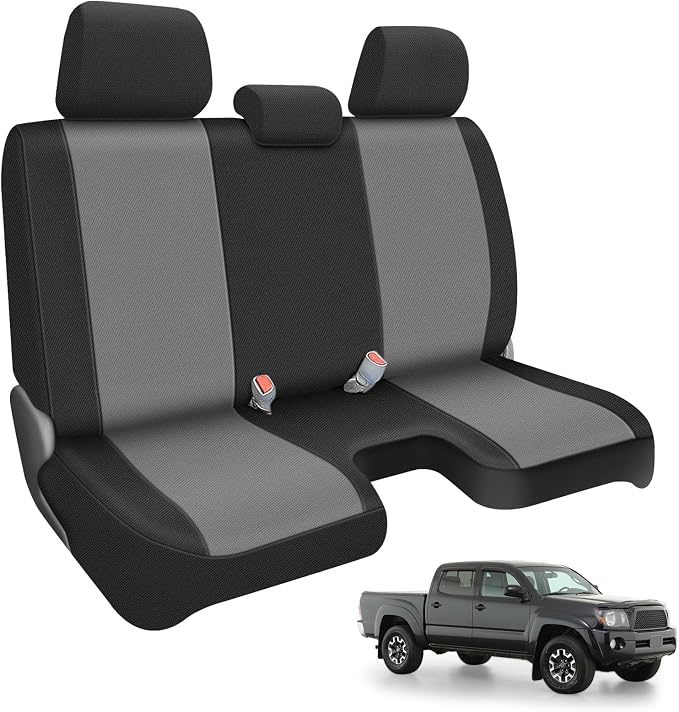 SAPUBK Front Bench Seat Covers Replace for 2005-2014 Toyota Tacoma Seat with Large Notched Cushion, Knitted Fabric Composite Soft Foam Lining Airmesh Breathable Seat Cover