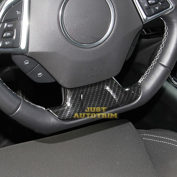 Korlot Carbon Fiber Style Central Control Navigation Screen Shift Panel Steering Wheel Cover Trims Kit Accessories for Chevrolet Camaro 2017-2024