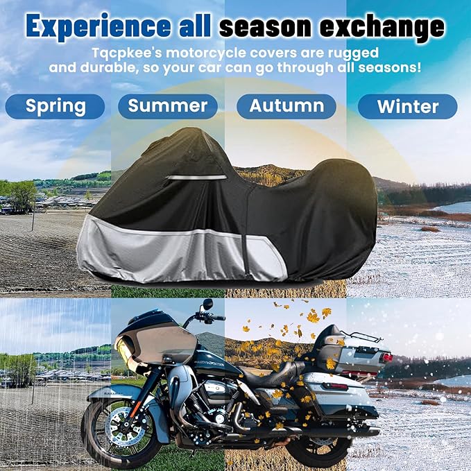 Motorcycle Cover Fit for Touring Models Harley Davidson Ultra Limited/Ultra Classic/Road King/Street/Road/Electra Glide Cover, 420D Oxford-Stoff Waterproof for Outdoor All Weather Protection