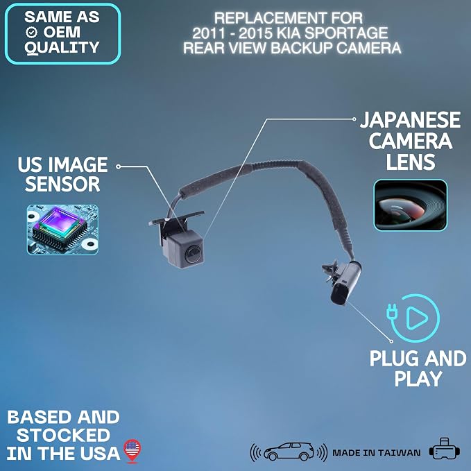 Backup Camera Replaces for 2011-2015 Kia Sportage OE Part # 957503W100, 957503W000, 95750-3w100, 95750-3W000