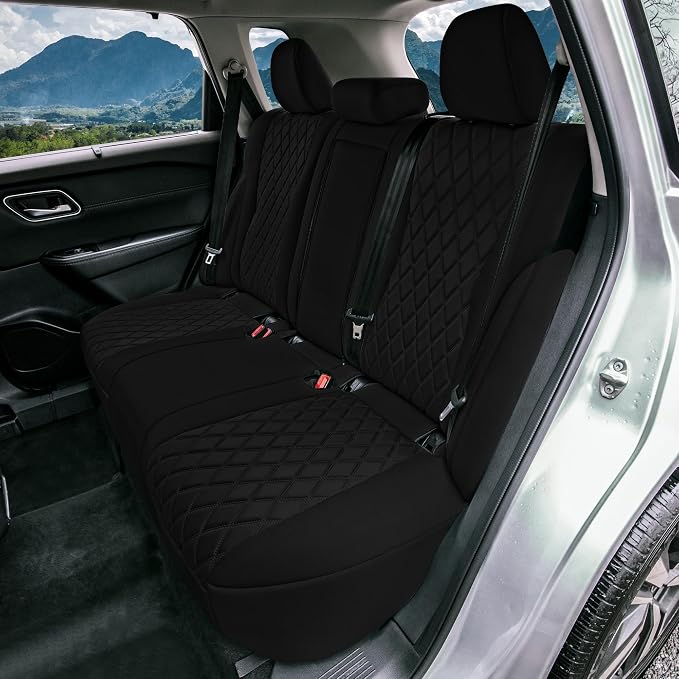 FH Group Custom-Fit Car Seat Covers Specifically Made for 2021-2026 Nissan Rogue, Rear Set Black Ultraflex Neoprene Waterproof Automotive Seat Cover