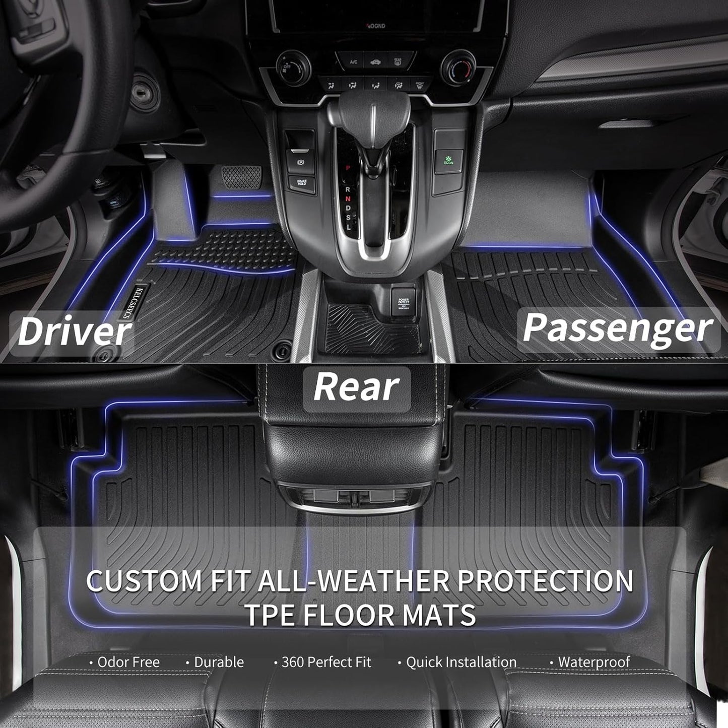 KELCSEECS Floor Mats Custom for 2025 2024 2023 2022 Ford Maverick (Not Hybrid) & 2025 2024 2023 2022 2021 Bronco Sport 4-Door All Weather Car Mats Automotive Floor Liners Accessories Black