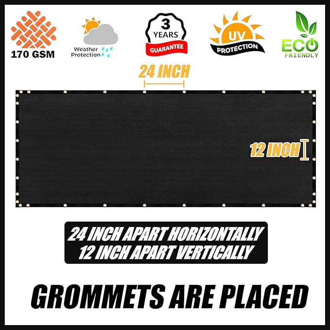 Royal Shade Custom Size 6' x 68' Black Fence Privacy Screen Windscreen Cover Netting Mesh Fabric Cloth - Cable Zip Ties Included (We Make Custom Size)
