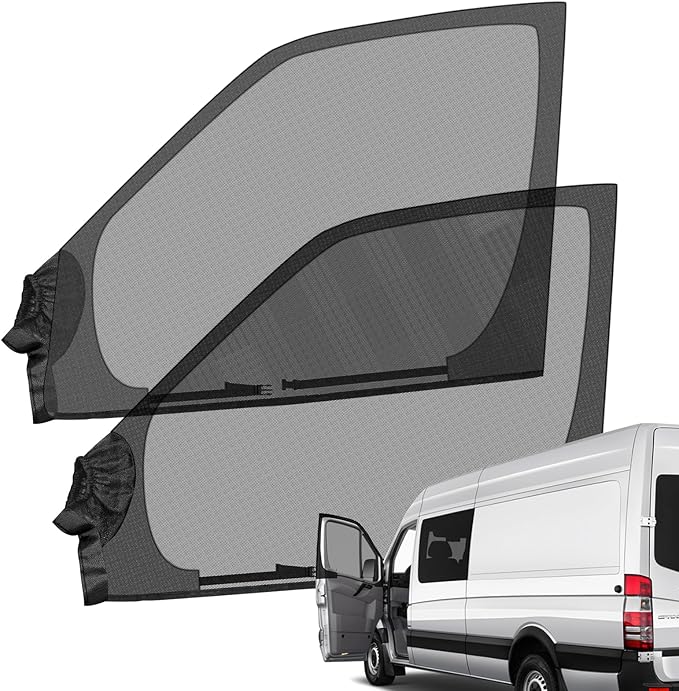 Magnetic Van Window Screens, 42 x 29 inches Front Door Bug Screens (Pair), Universal Size for Promaster, Sprinter and Other Vans & Cars, Keeps Bugs Out Magnetic Bug Mesh, Easy to Install