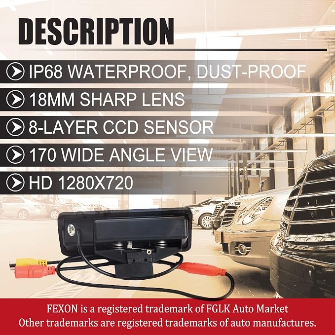 FEXON HD 1080P 30FPS Rear Reversing Backup Camera Waterproof Night Vision Compatible for X5 X1 X6 E39 E53 E82 E88 E84 E90 E91 E92 E93 E60 E61 E70 E71 E72 2002-2011