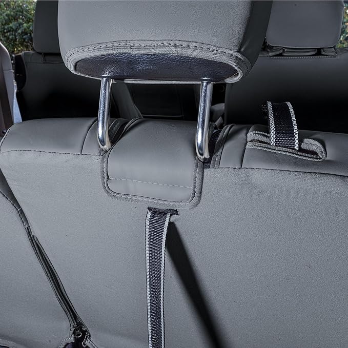 FH Group Custom Fit Car Seat Coves Speciffically Made for Chrysler Pacifica 2017-2024 - 3rd Row Set, Faux Leather, Solid Gray