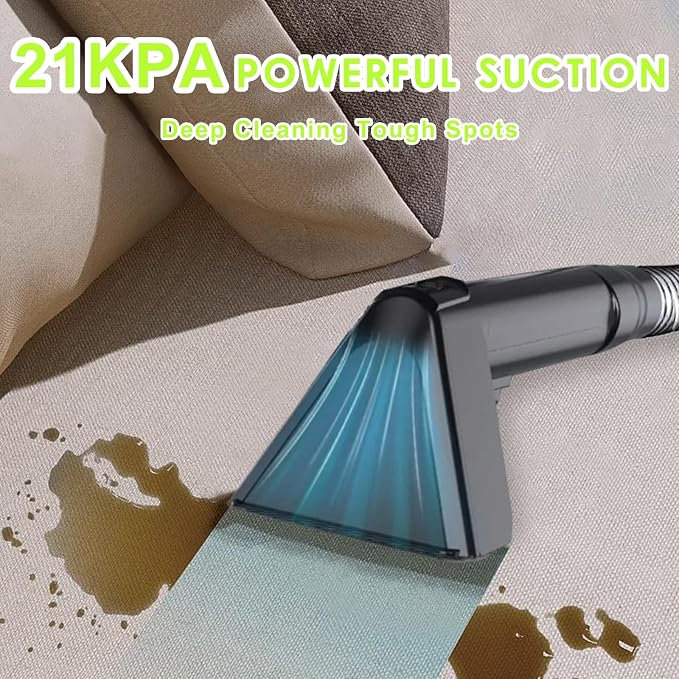 Portable Carpet & Upholstery Cleaner, Deep Cleaning for Rugs, Couch, Curtain, Car Interiors Stains, Pet & Family Friendly, 800W high-performance motor 21Kpa 120V (White)