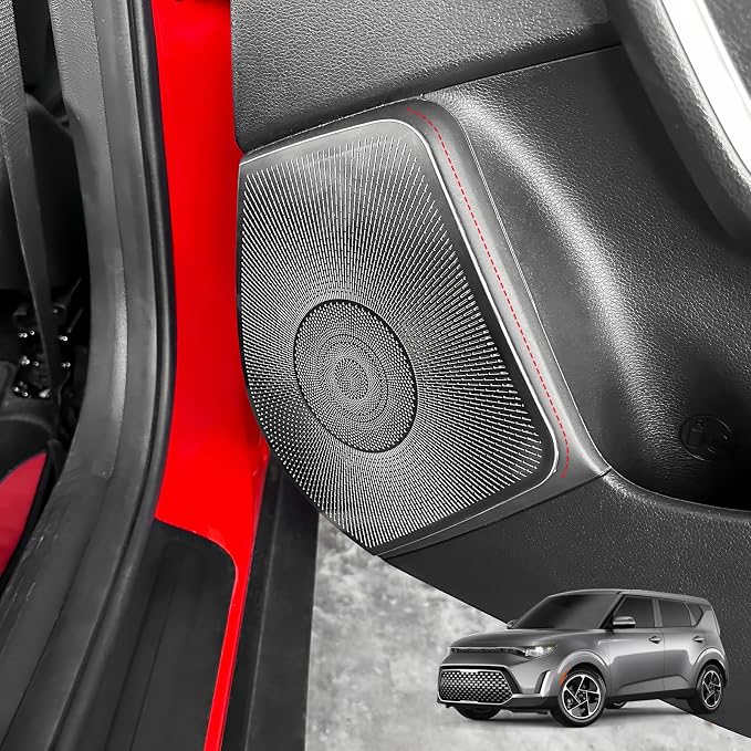 Stainless Steel Car Door Speaker Cover Car Interior Chrome Car Door Speaker Decor Cover Set Compatible with Kia Soul 2020-2025 Accessories (Silver)