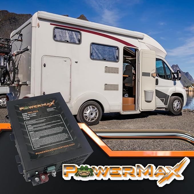 PowerMax PM3-55 RV Power Converter | High-Performance 110 Volt to 12 Volt DC Power Supply Charger w/ 55 Amp Capacity | Ideal for Efficient & Reliable Power Management in Recreational Vehicles