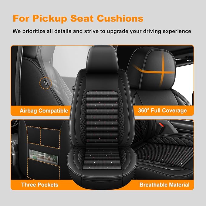 for Ford F150 Seat Covers 2009-2024 2025 2026 | F250 F350 F450 2017-2025 2026 Seat Covers Super Duty, Leather Waterproof, Custom Fit for Ford(Full Set,Black)