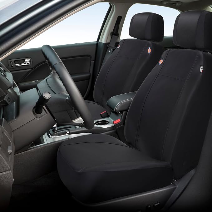 Dickies 2-Piece Puncture-Resistant Front Seat Covers for Cars, Trucks, SUVs — Black