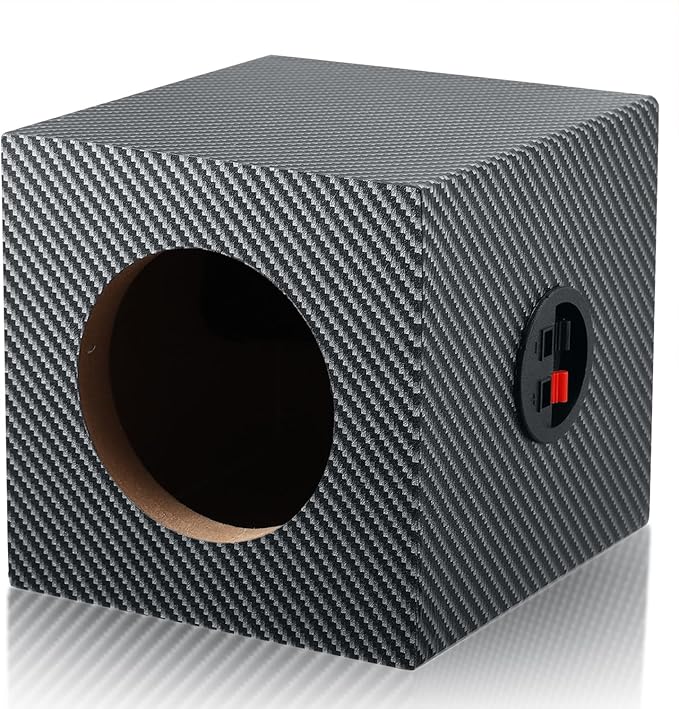 5" Wooden Speaker Enclosure, American Sound Connection Car Audio Empty Enclosure for Speakers to Enhance Sound & Bass, Ported Subwoofer Box w/Sound-Absorbing Cotton & Speaker Spikes Pad Mat