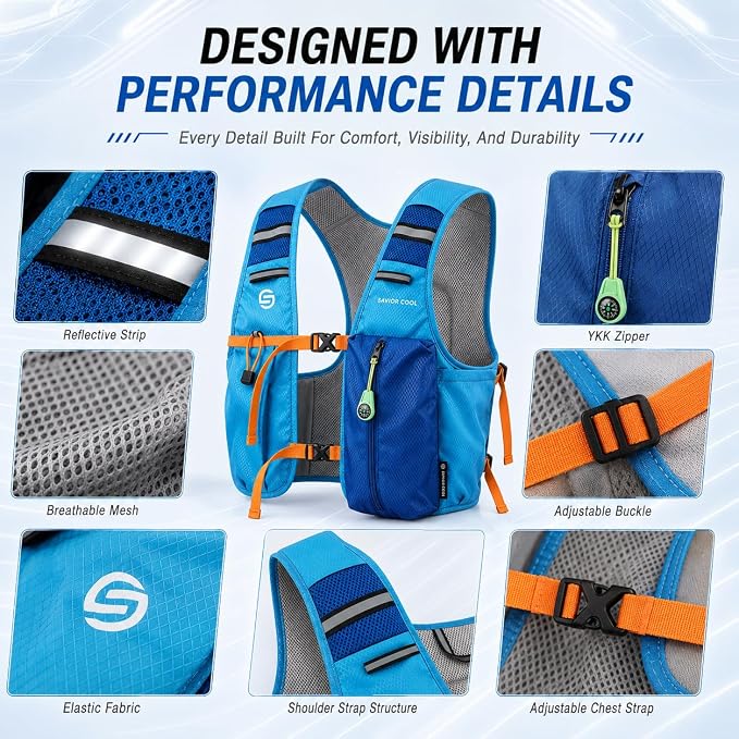 Cooling Hydration Vest with 2L BPA-Free Water Bladder, Running Vest with 3 Removable Cooling Packs, Lightweight Outdoor Hydration Pack for Hot Weather, Hiking, Cycling, Training