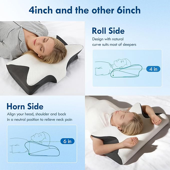Sleep Apnea Pillow, Dreamers Relief Pillow Side Sleeper, 2 in 1 Cervical Pillow for Neck Pain Relief and for Back Side Stomach Sleeper