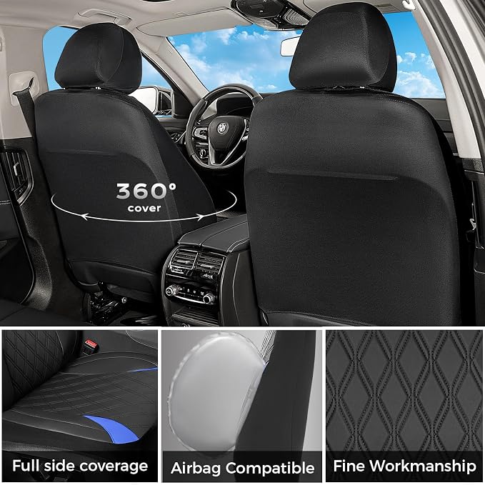 FLORICH Car Seat Covers Full Set, Leather Seat Covers for Cars, Car Seat Protector Waterproof, Universal Automotive Seat Covers Breathable, Front and Rear Car Seat Cover Fit for Most Sedans SUV Truck