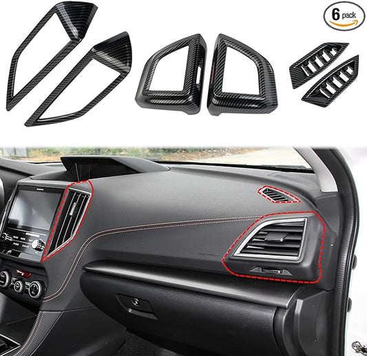Carbon Fiber Style Center Console Air Vent Cover Trim Kit Accessories for 2018-2023 Subaru Crosstrek,2019-2024 Forester,2017-2023 Impreza
