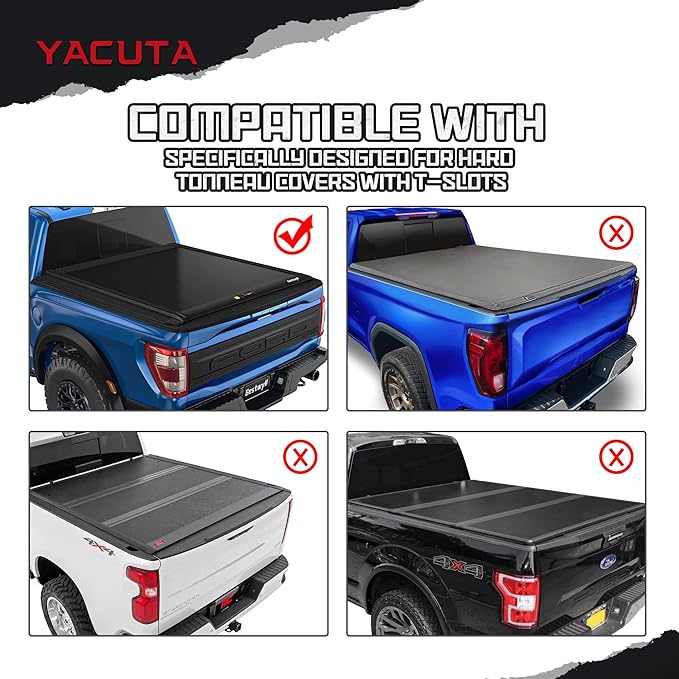 Adjustable Truck Bed Rack Cross Bars,Compatible with Full-Size Trucks with Retractable Hard Tonneau Covers|Length 71"|2PCs|Made of high-Strength Aluminum Alloy