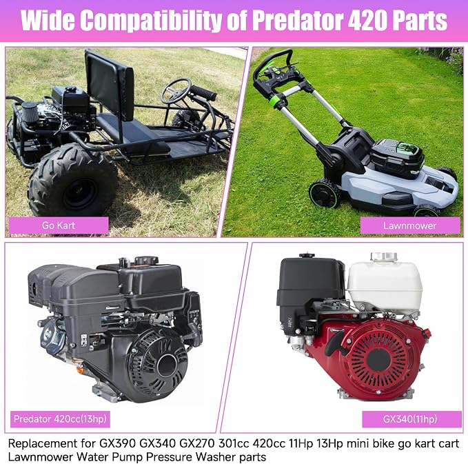 VM34 Carburetor Carb Exhaust Header Muffler Stage 2 Kit Replacement for Predator 420cc GX390 GX340 GX270 301cc 11Hp 13Hp Engine Mini Bike Go Kart Lawnmower Water Pump Pressure Washer Parts