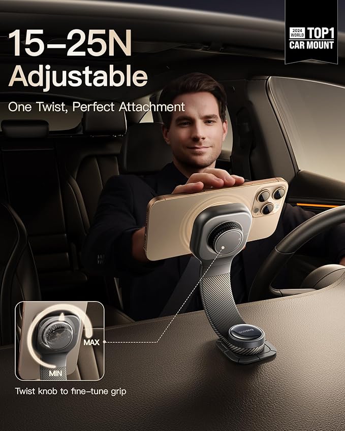 Baseus for MagSafe Car Mount Bendable Memory Titanium Alloy Car Mount Ultra-Mini Retractable Car Charger 60W USB C
