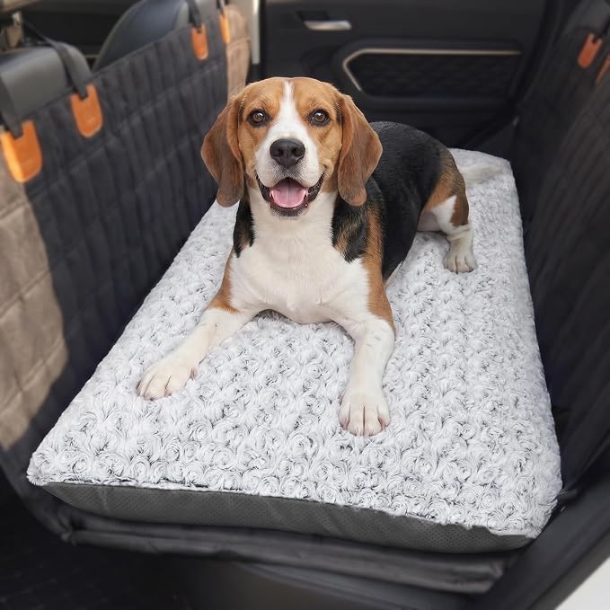 Loiion Dog Car Bed with Removable Washable Cover, 53.5x28in | Non Slip Travel Dog Bed, Waterproof Dog Bed Car Seat Fits SUVs Sedans Trucks, Machine Washable Cover With Zipper, 3in