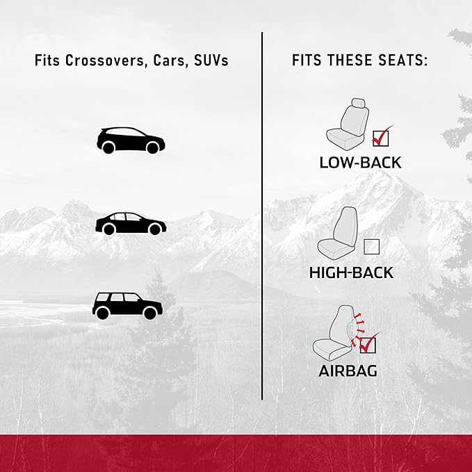 Dickies 2-Piece Puncture-Resistant Front Seat Covers for Cars, Trucks, SUVs — Black