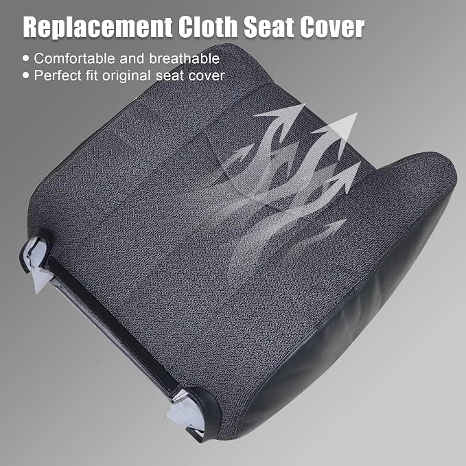 GXARTS 5-Piece Front Seat Cover Set & Driver Foam Cushion Fit for Chevy Silverado GMC Sierra 1500 2500HD 3500HD 2003-2007 - Dark Gray #69C Cloth Replacement Cover Driver & Passenger Bottom + Lean Back