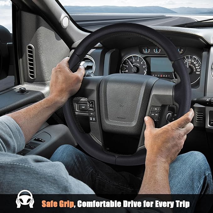 Steering Wheel Cover for Ford F150 2009-2014/Ford Expedition 2015-2017 Custom-fit Car Steering Wheel Cover for Ford Steering Wheel Protector