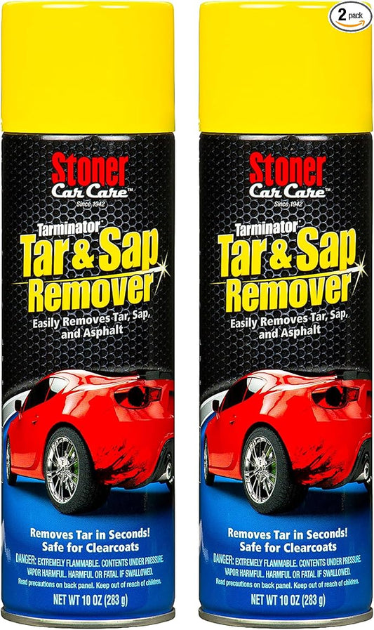 Stoner Car Care 91154-2PK Tarminator Tar, Sap, and Asphalt Remover – Fast Acting Tar and Sap Remover for Cars – Clear Coat Safe Auto Cleaner for Paint, Chrome and Wheels – 10 oz (Pack of 2)