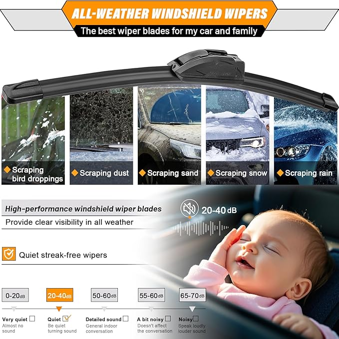 AUTOBOO 26"+19" Windshield Wipers with 16" Rear Wiper Blade Replacement for Toyota sienna 2010 2009 2008 2007 2006 2005 -Original Factory Quality (Pack of 3)