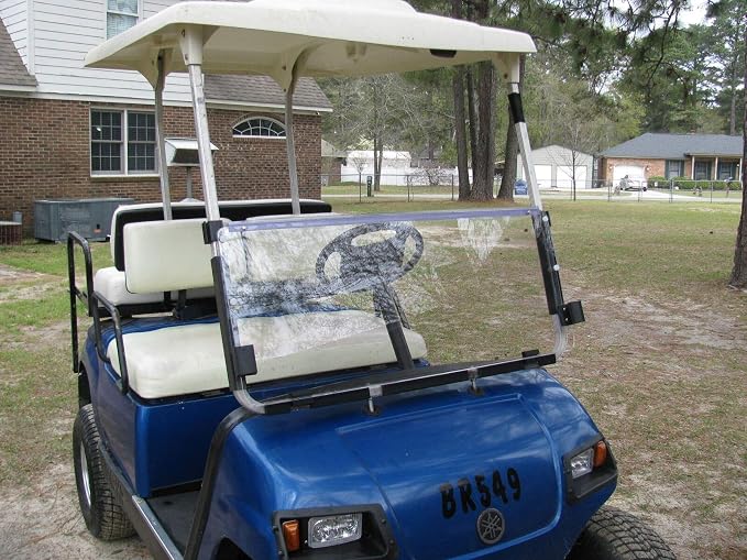 ECOTRIC Folding Down Clear Windshield for 2003-2006 Yamaha G22 Models Gas | or Electric Golf Cart