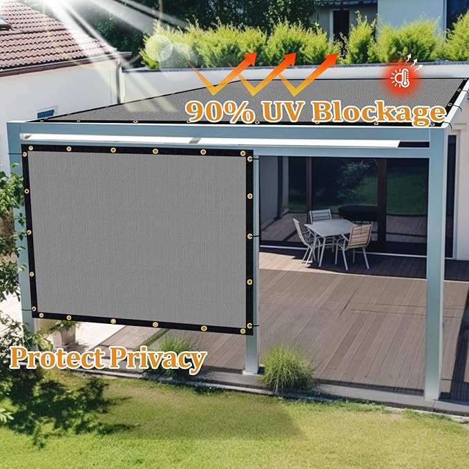 Shade&Beyond Customized Size 9' X 23' Shade Cloth with Grommets, 90% UV Protection UV Protection Mesh Tarp Sun Screens for Patio GN04, Light Gray