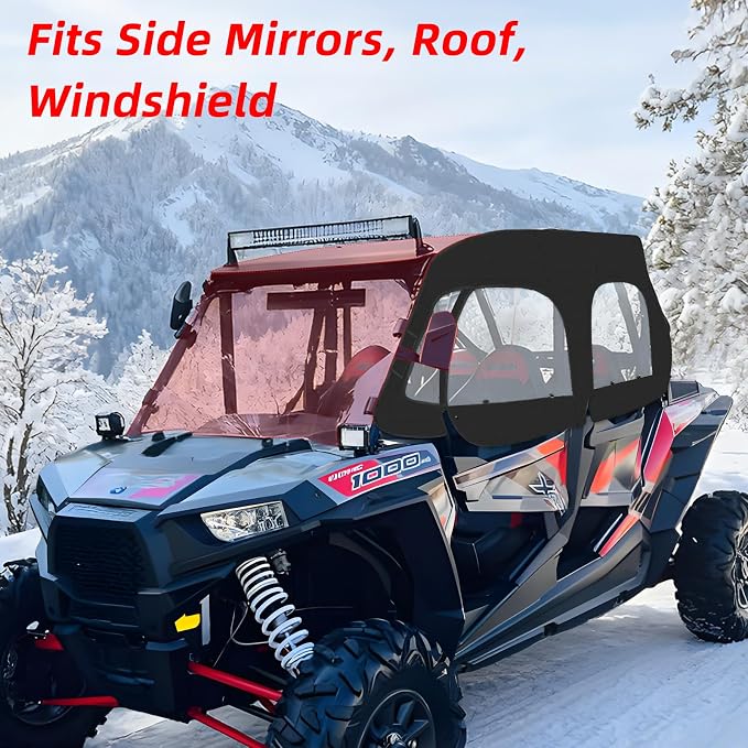 2014-2023 RZR XP4 1000 Soft Upper Doors Kit YKK Zipper, UTV Cab Enclosure Compatible with Polaris RZR XP 4 1000 2014-2023, Work with Side Mirror Windshield Roof