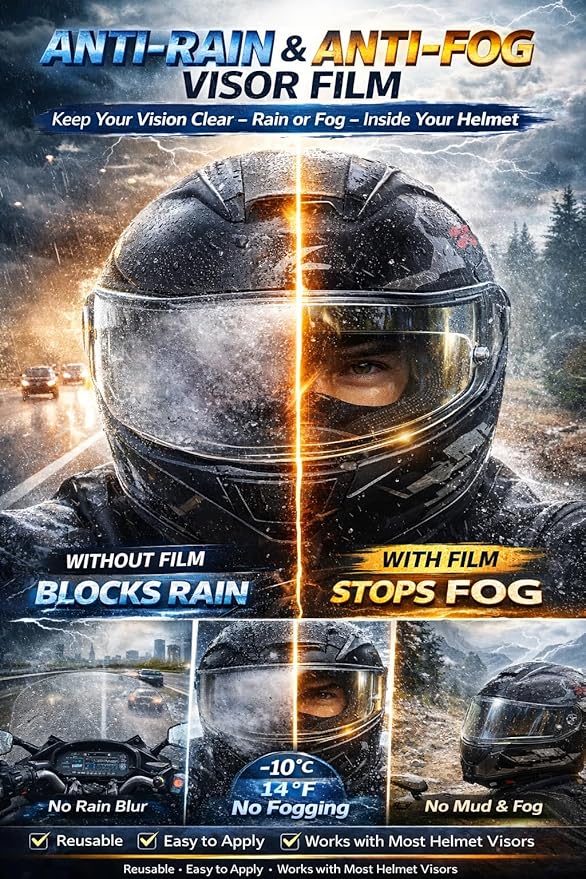 Universal Helmet Visor Anti-Fog Film + Rainproof Film - 2 PCS for Motorcycle Helmet Lens, Alternative to Insert Lens - Ultra HD Shield Films, Anti-Steaming, Safer Rides (Style A)