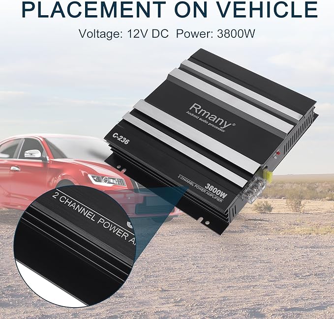 Car 12V 2 Channel Car Amplifier Stereo Audio 3800W Compatible | 2 Channel Car Amplifier Black 1 Pcs