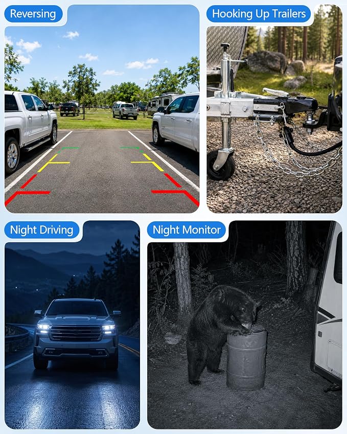 Magnetic Wireless Backup Camera 5.8G Wi-Fi: 1080P HD Night Vision Hitch Camera for Trailer Hook-up & Hitching - No Wiring Solar USB 24H Battery Ideal for Trucks Trailers RVs