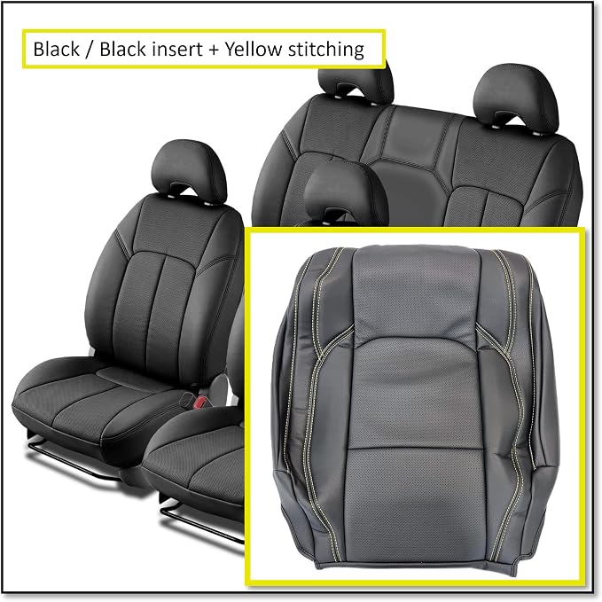 Clazzio 2019+ Jeep Wrangler 4 Door Manual Driver seat Rear Without Center armrest Black with Yellow Stitching