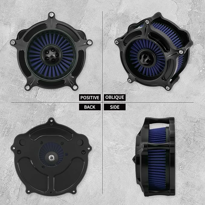 Air Cleaner Filter Aluminum Fit for Harley Touring Road King Street Glide Softail Sportster Dyna (Black Housing Blue Element, A For Sportster XL 04-22)