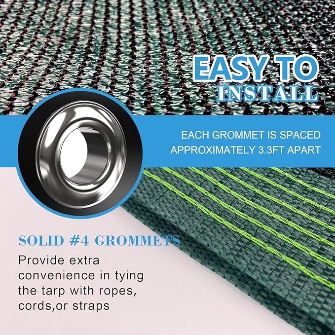 90% Blackish Green Shade Cloth, 6.5x6.5FT Resistant Garden Sun Shade Net, Durable Mesh Shade Tarp with Reinforced Grommets for Greenhouse, Plant, Chicken Coop, Pergola, Swimming ， Canopy，Patio，Garden