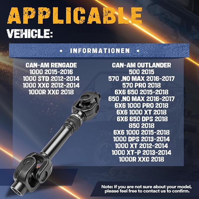 Propeller Drive Shaft Prop Fit for Can-Am Outlander 500/570 Pro | Fit for Can-Am Outlander 6X6/6X6 650 | Fit for Can-Am Outlander 1000/1000R, OE 703500862, 705501258