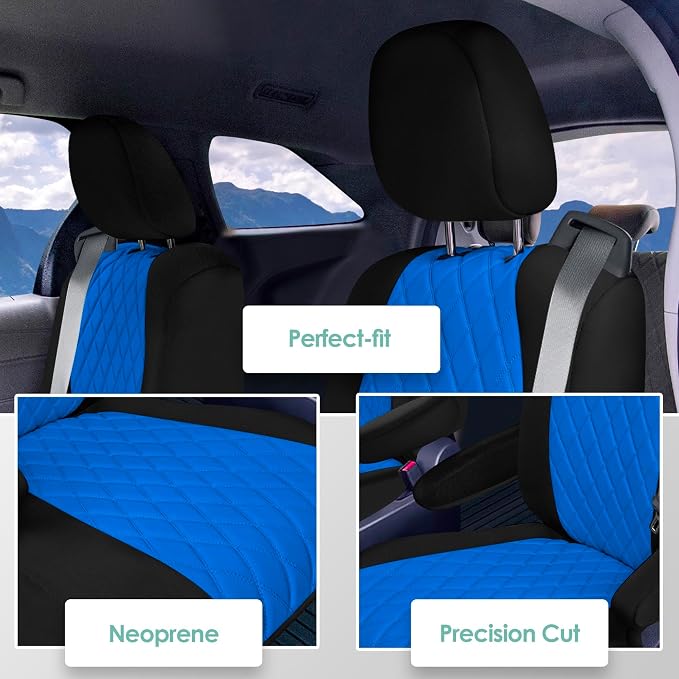 FH Group Custom Fit Car Seat Covers Specifically Made for Toyota Sienna 2021-2024, Blue Ultraflex Neoprene 2nd Row Set Automotive Seat Covers, 7 Seater SUV Seat Covers, Toyota Accessories