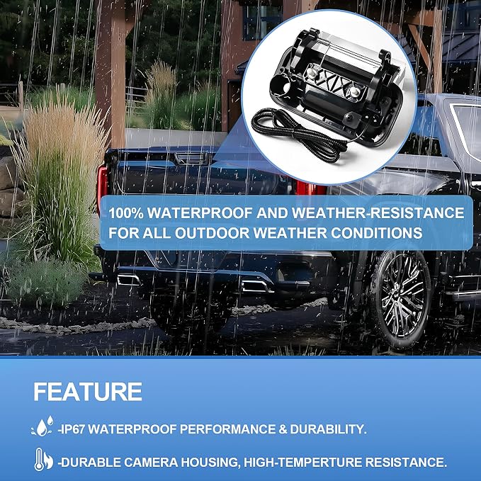 Rear Tailgate Handle Backup Camera Compatible with with 2005-2014 Ford F150, 2008-2016 F250 F350 F450 F550 Super Duty, 2007-2010 Explorer, 170° Viewing Angle, Replace# 8L3Z9943400AC