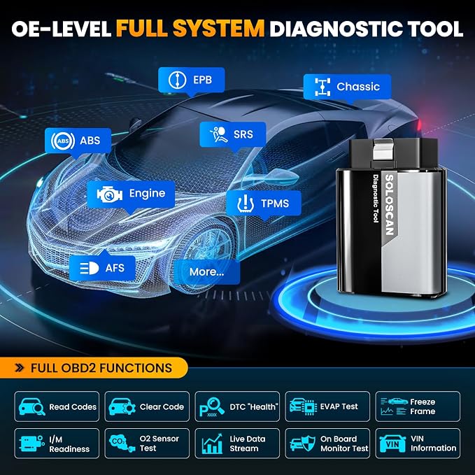 KINGBOLEN Soloscan for GM OBD2 Scanner Bluetooth, Lifetime Update Without Fee, Bidirectional Scan Tool for iOS & Android, All Reset Service, Full System Diagnostic Tool for Buick/Chevy/Cadillac/GMC