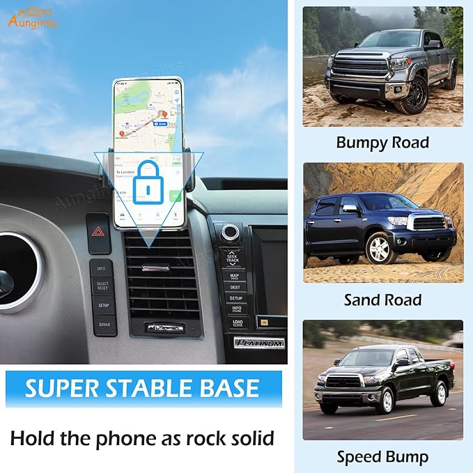 Car Phone Holder Compatible with Toyota Tundra/Sequoia 2007-2013 Center Console Air Outlet Vent Upper Panel Mobile Phone Mount Dashboard Hands-Free Universal Cell Phones Navigation Bracket Accessories