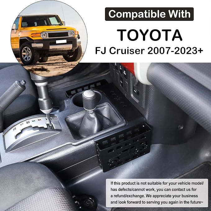 Aunginsy Center Console Gear Storage Box Basket Fit Toyot@a FJ Cruiser 2007-2024 Aluminum Gear Shift Side Storage Baskets Center Console Organizer Tray Armrest Storage Box Basket Interior Accessories