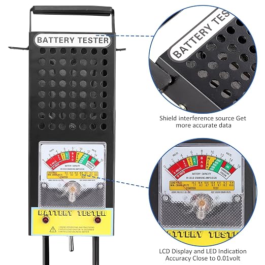 CRLITSIY Battery Load Tester, 6V 8V 12V Alternator Load Tester Automotive Car Battery Testerr and Voltmeter Tester with Alligator Clips for Cars,Golf,Motorcycles