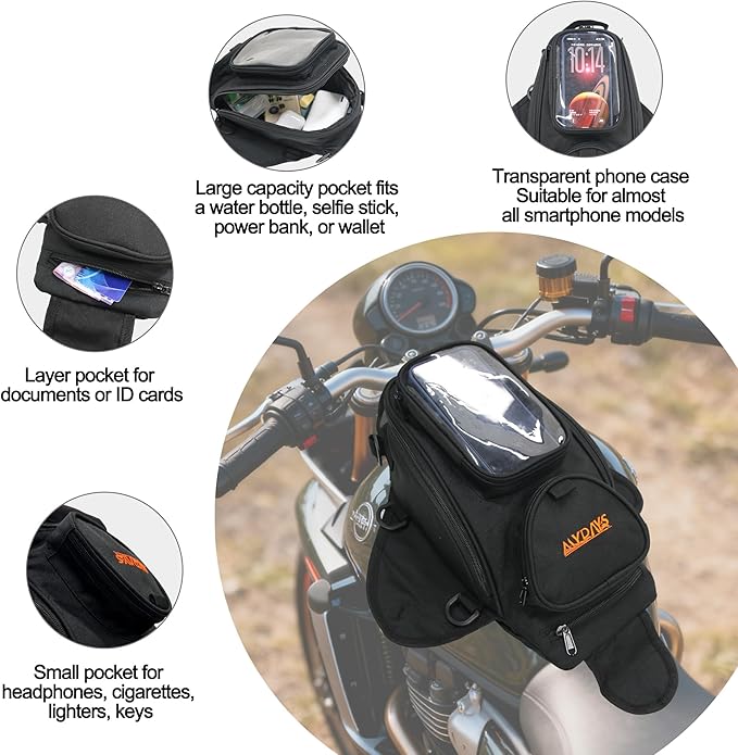 Magnetic Motorcycle Tank Bag,Heavy Duty Black Gas Tank Pouch,Oxford Saddle Motorbike Bag