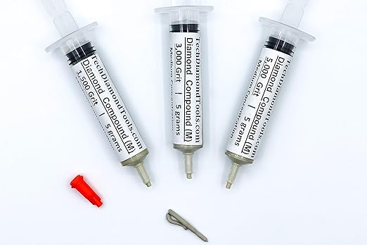 TechDiamondTools Kit of 3 Diamond Polishing Compound Polishing Paste USA Made 1500 3000 5000 Grit for Marble Glass Metal Rock Jewelry Resin Silver Gemstone with 25% of Diamond Powder