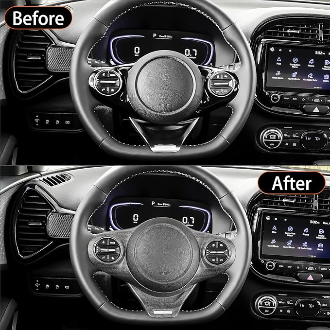 Steering Wheel Trim Cover Compatible with Kia Soul GT 2020-2026 Accessories (Wood Grain)