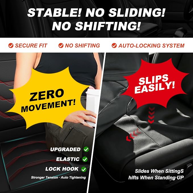 for Ford F150 SuperCrew Seat Covers 2009-2026 Full Set All Trims | Custom Leather F250/F350/F450 Seat Covers 2017-2026 XL XLT Lariat Platinum King Rach Limited Airbag Safe Full Waped,Black&Red