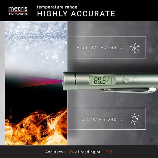 Mini Digital Infrared Thermometer Certified to UL4200A Reese’s Law for Reptiles, Playground, Automotive, [ -27.4° to 428 °F ] (-33° to 220 °C) 1:1 D:S Ratio, Model TN002PC NO Laser